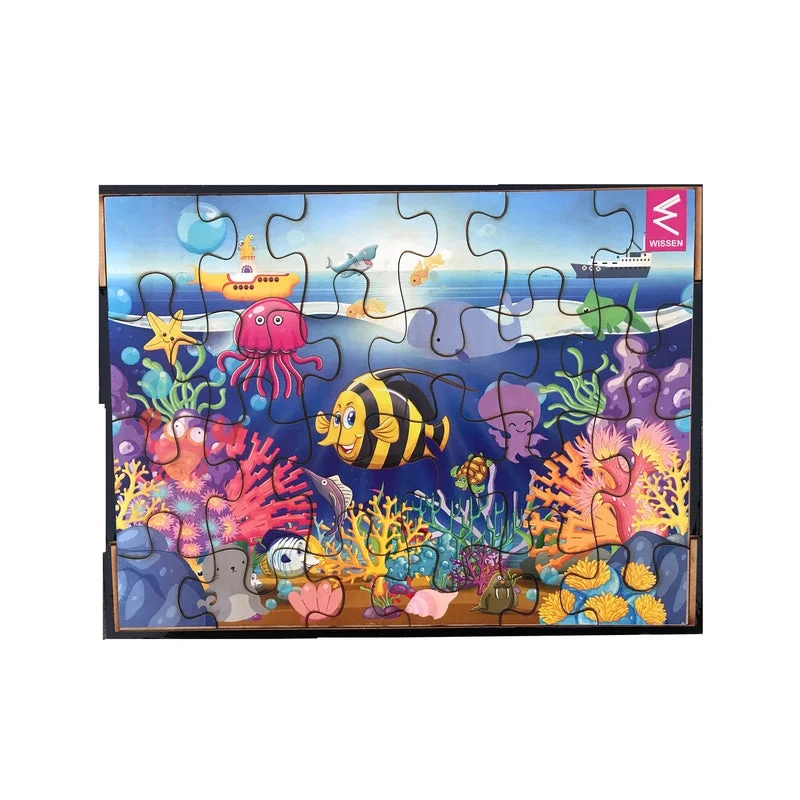 Wooden Puzzle for picnic joy-Wooden Jigsaw Puzzle Set of 4