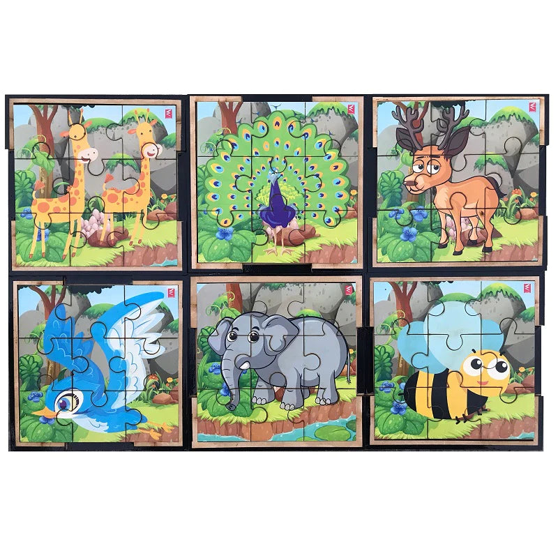 Wooden Puzzle for beach breaks-Wooden Jigsaw Puzzle Set of 6