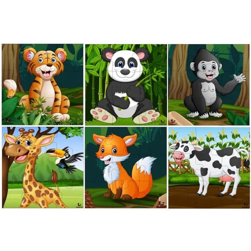 Wooden Puzzle for harvest joy-Wooden Jigsaw Puzzle - 9 Pieces  | Wild & Pets Animal