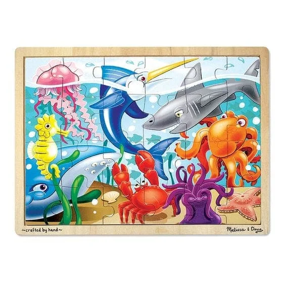 Wooden Puzzle for dorm play-Wooden Jigsaw Puzzle Under the Sea - 24 Piece