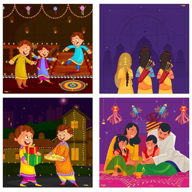 Wooden Puzzle for sunny art-Wooden Jigsaw Puzzles  - 9 Pieces (Diwali Gift Pack of 4)