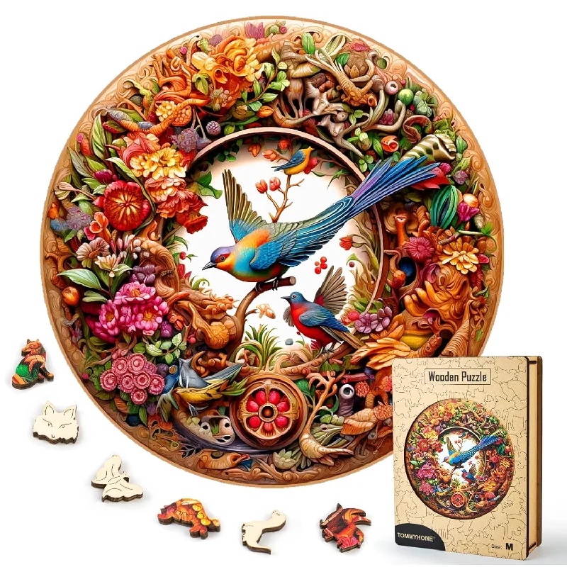 Wooden Puzzle for frosty joy-Wooden Jigsaw Puzzles For Adults,144 Piece Colorful Puzzles,Funny Bird Puzzles