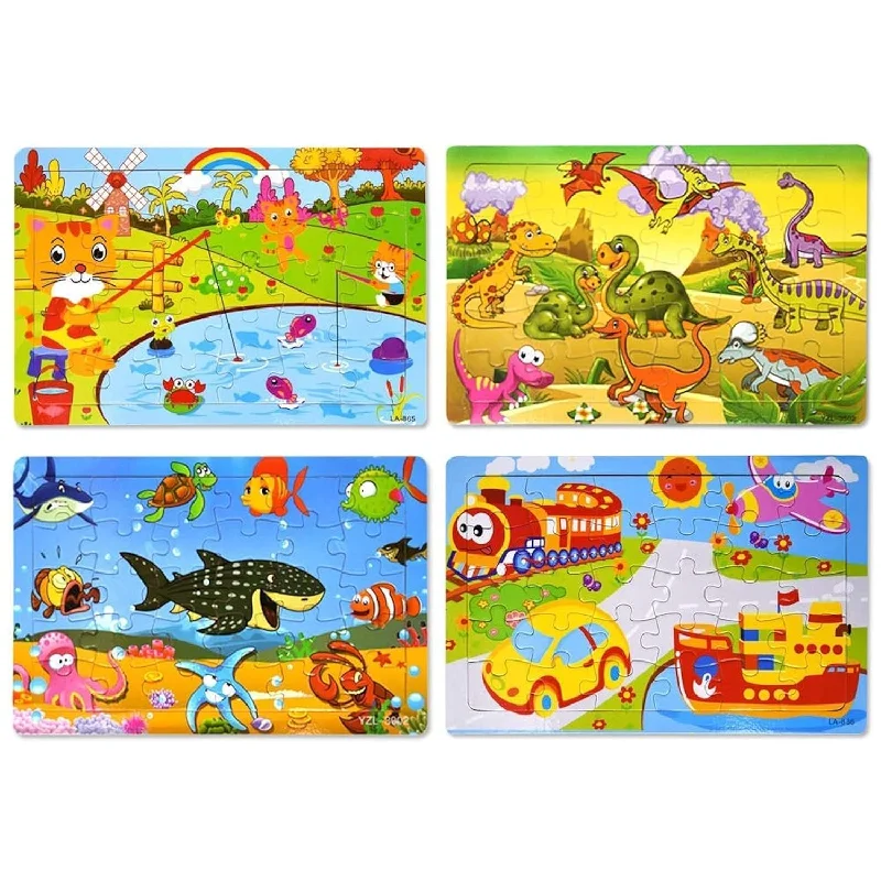 Wooden Puzzle for fall fun-Wooden Jigsaw Puzzles Set For Kids Age 2 6 Year Old 30 Piece Colorful Wooden P