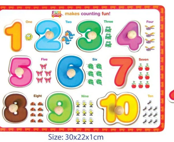 Digital Plaything for flower games-Wooden knob Puzzle Numbers