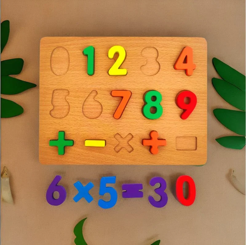 Digital Plaything for rainy days-Wooden Number Board Learn and Count with Numbers