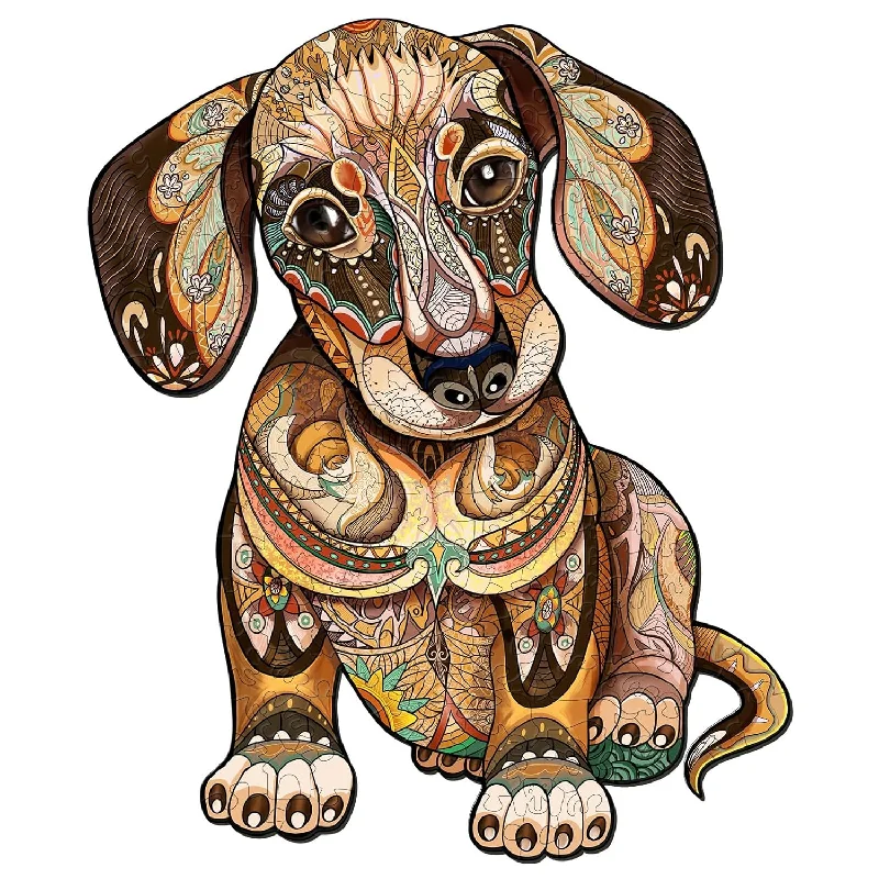 Wooden Puzzle for sea play-Wooden Puzzles For Adults 200 Pcs Dachshund Wooden Jigsaw Puzzle 11.8 9.8In