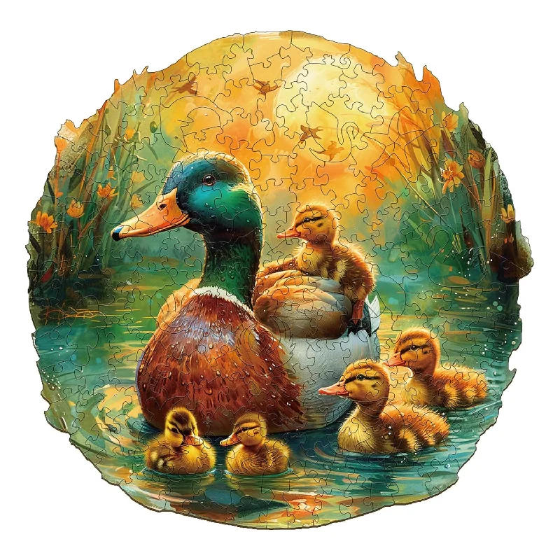 Wooden Puzzle for earthy games-Wooden Puzzles For Adults, Mother Duck And Ducklings Wooden Jigsaw Puzzles For