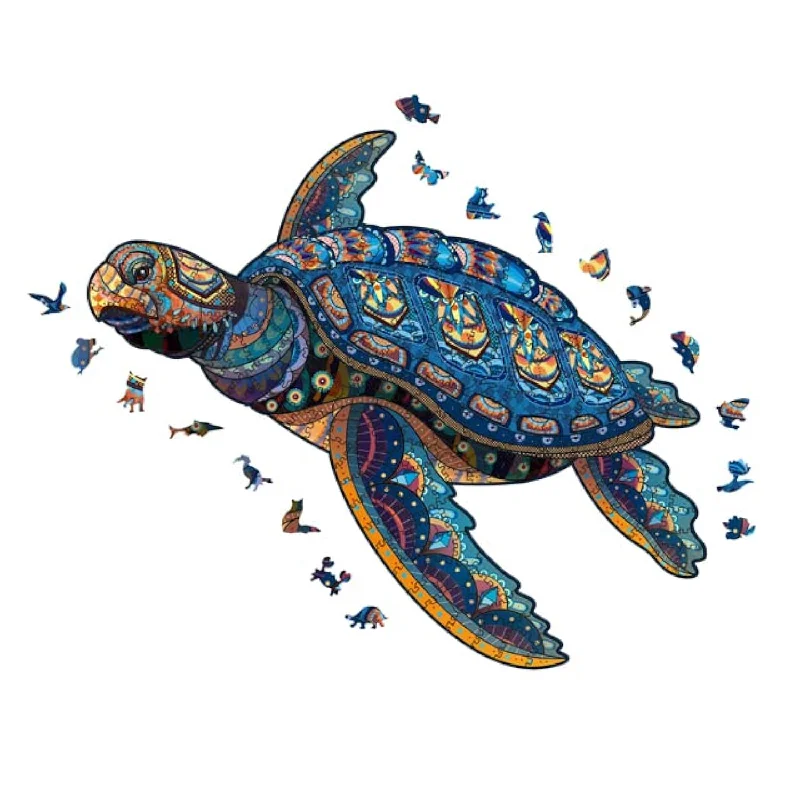 Wooden Puzzle for floral fun-Wooden Puzzles For Adults, Turtle Jigsaw Puzzle For Family Game Collection 200