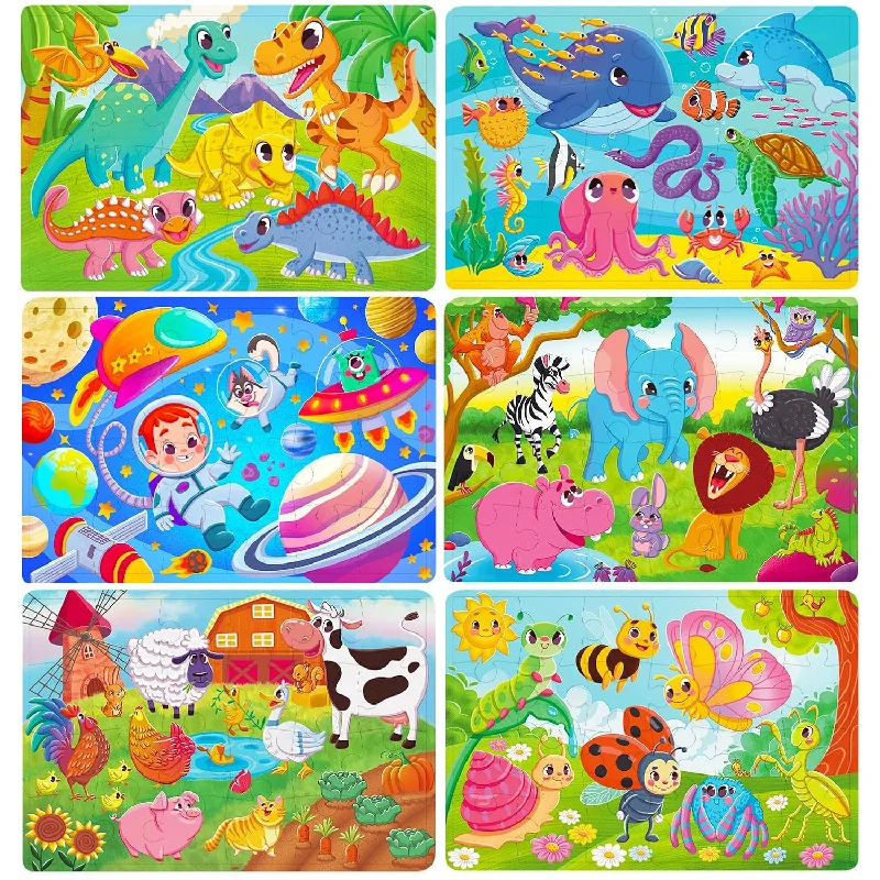 Wooden Puzzle for home calm-Wooden Puzzles For Toddlers Ages 3 5, 24 Piece Kids Jigsaw Puzzles Ages 3 5