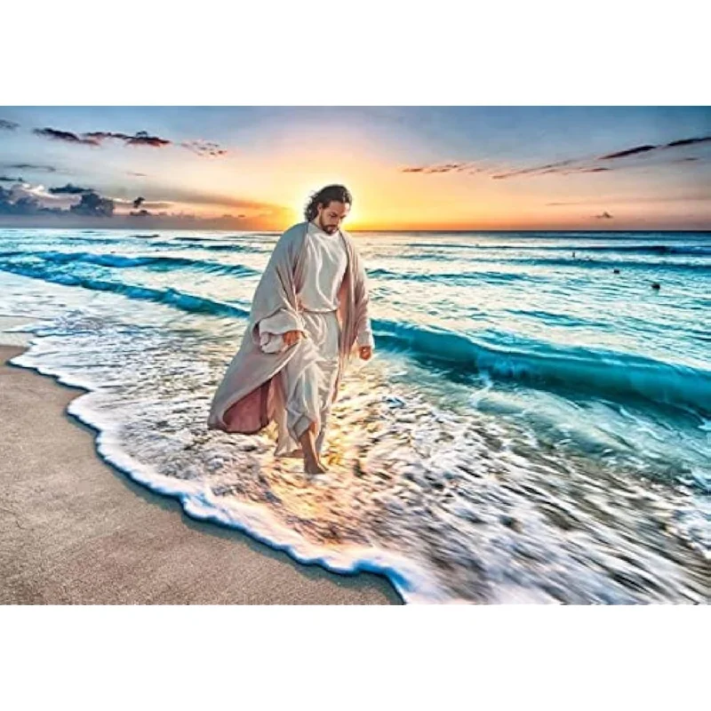 Wooden Puzzle for ride breaks-Wooden Puzzles, Jesus Is At Sea, 1000 Pieces Of Adult Jigsaw Puzzles, Underwat