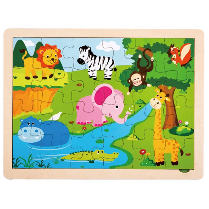 Wooden Puzzle for tiny bugs-Wooden Safari Animals Jigsaw Puzzle