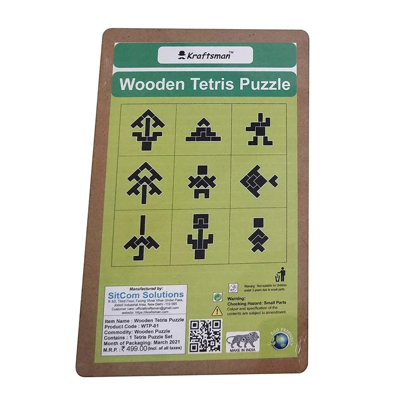 Wooden Puzzle for slithery shapes-Wooden Tetris Jigsaw Puzzle Board (Tetris Board)