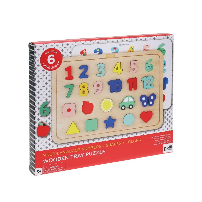 Digital Plaything for insect apps-Wooden Tray Puzzle - Numbers, Shapes, Colors