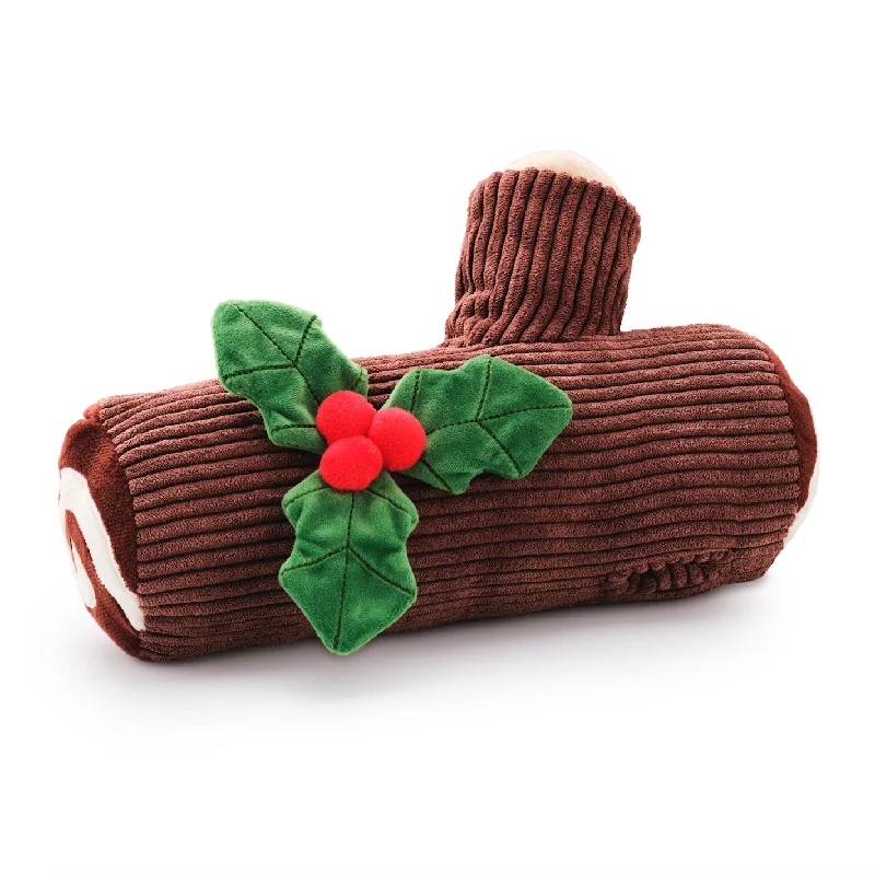 Interactive toys with sensory feedback-Yule Log Interactive Snuffle Holiday Dog Toy