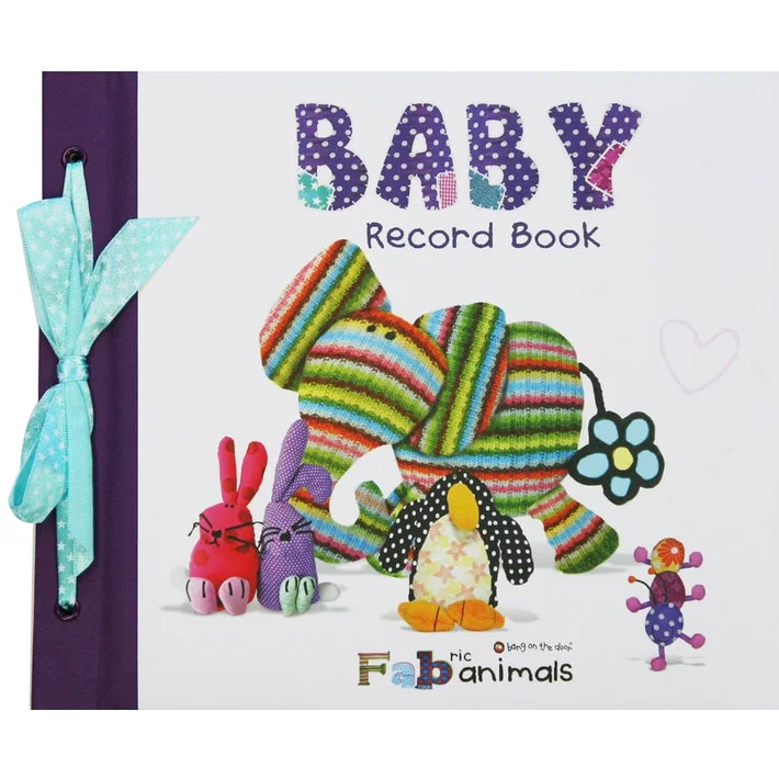 Interactive Books for fall leaves-Baby Record Book - Fabric Animals