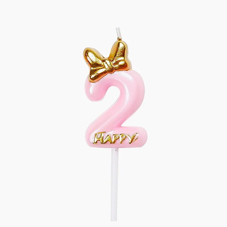 Digital Plaything for relaxation games-Bowknot Birthday Candle | Number 2