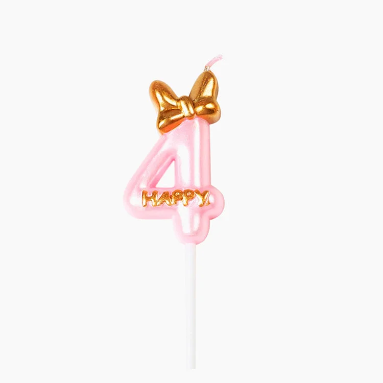 Digital Plaything for stress relief-Bowknot Birthday Candle | Number 4