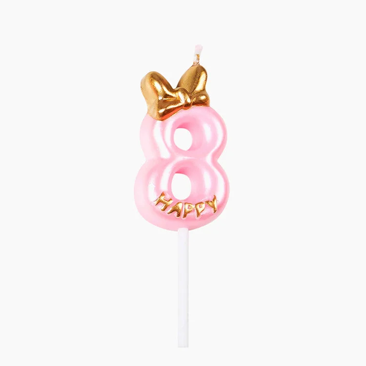 Digital Plaything for focus enhancement-Bowknot Birthday Candle | Number 8