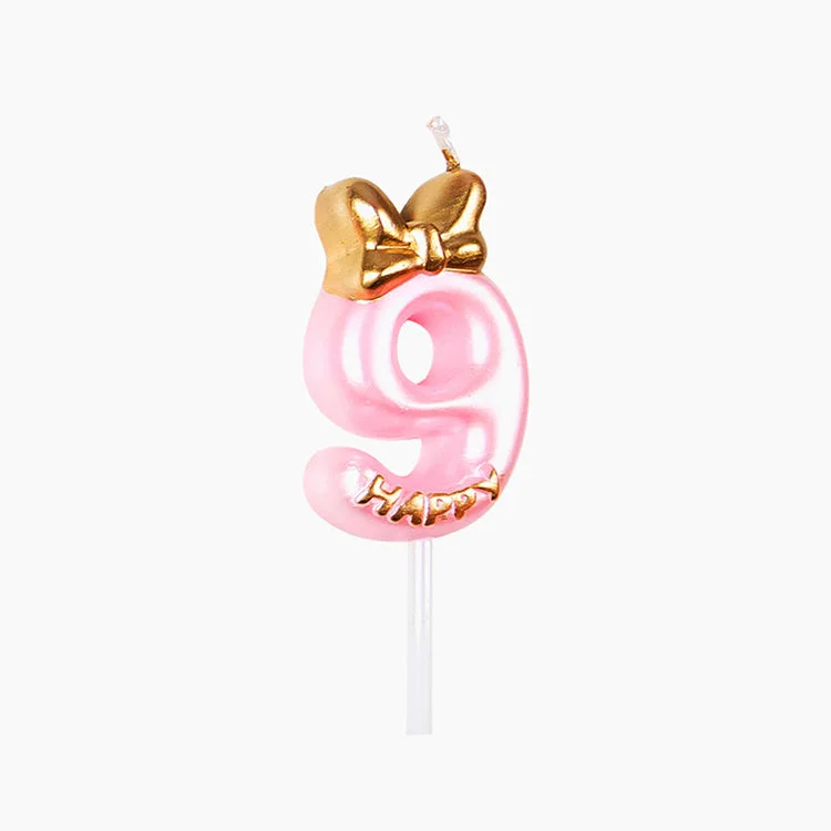 Digital Plaything for memory boost-Bowknot Birthday Candle | Number 9