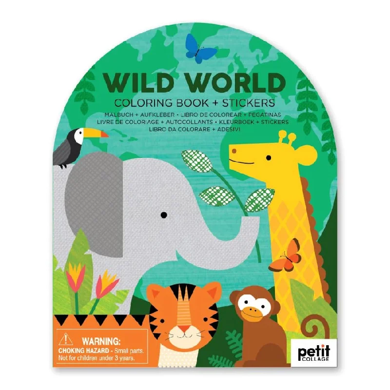 Interactive Books for nature exploration-Coloring Book + Stickers - Wild World