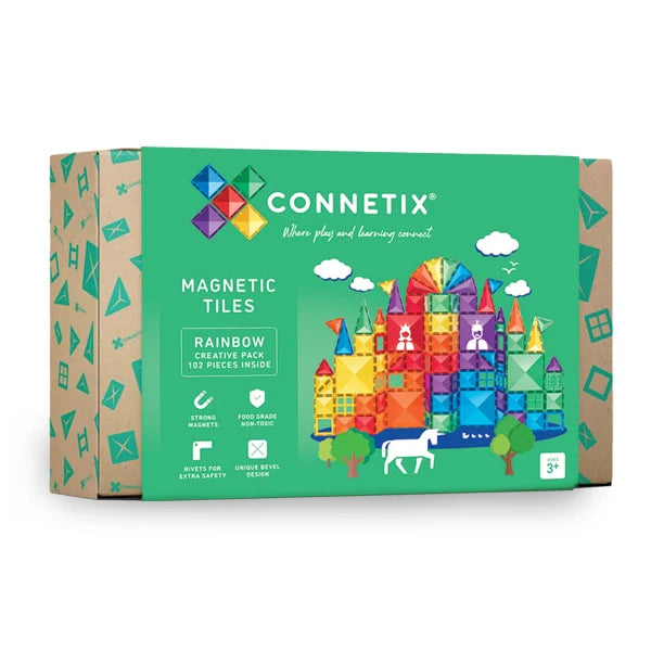 Magnetic sheet for quick labeling solutions-Connetix Magnetic Tiles Rainbow creative set 102 pieces