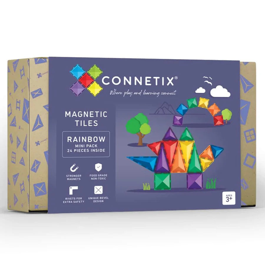 Magnetic sheet for promoting small businesses-Connetix Magnetic Tiles Rainbow Mini pack 24pc