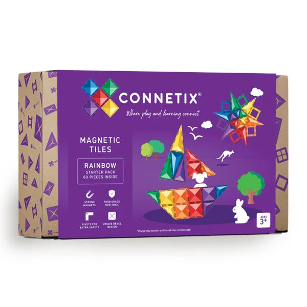 Magnetic sheet for industrial use-Connetix Magnetic Tiles Rainbow starter set 60 piece