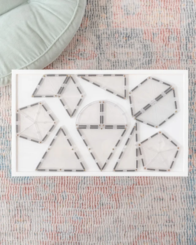 Magnetic sheet for easy installation of signs-Connetix Tiles CLEAR 24 Piece Shape Expansion Pack