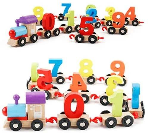 Digital Plaything for wildlife play-Digital Train with numbers wooden toy