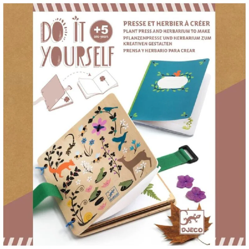 Interactive Books for long stories-Djeco Do It Yourself - Budding Botanist Flower & Leaf Press Book 5 yrs+