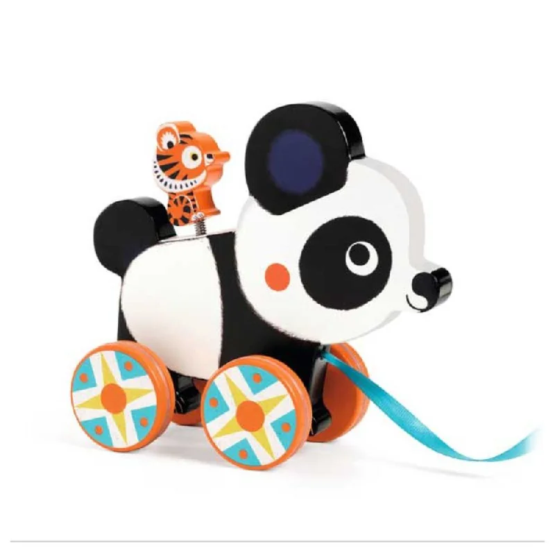 Wooden Puzzle for icy art-Djeco Wooden Pull Along Toy Panda, Billie - Wooden Toys 18 mths +