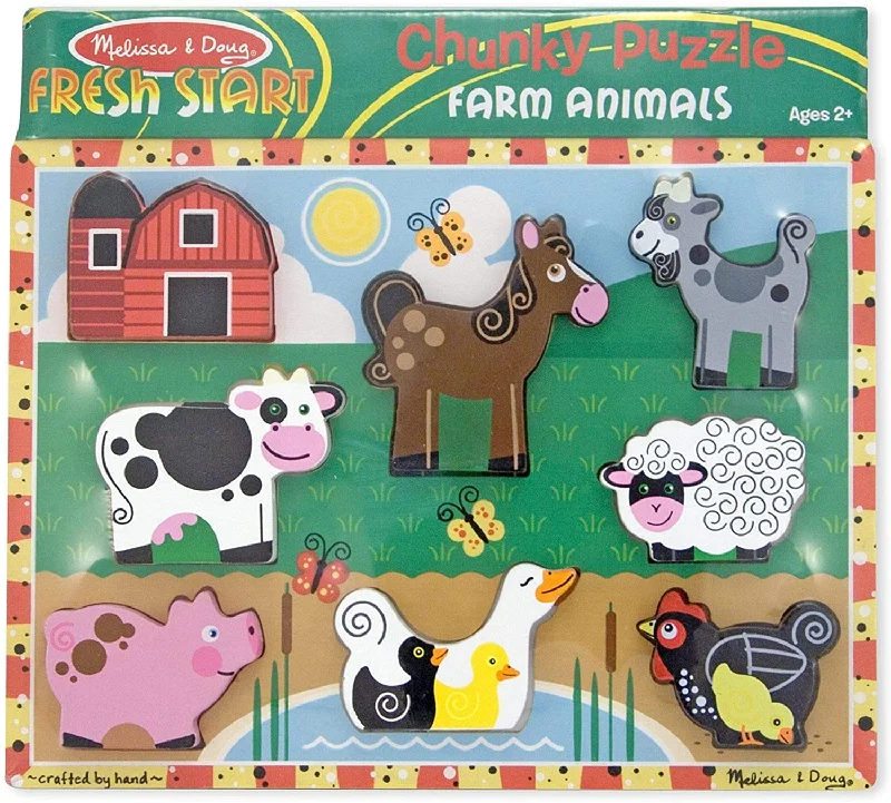 Wooden Puzzle for merry play-Farm Animals Chunky Puzzle