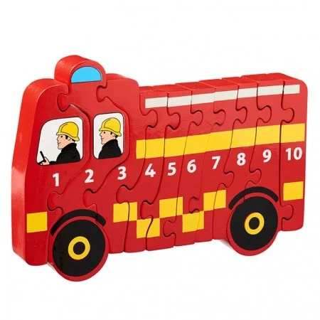 Digital Plaything for birthday gifts-Lanka Kade Fairtrade Number Puzzle 1-10 Fire Engine