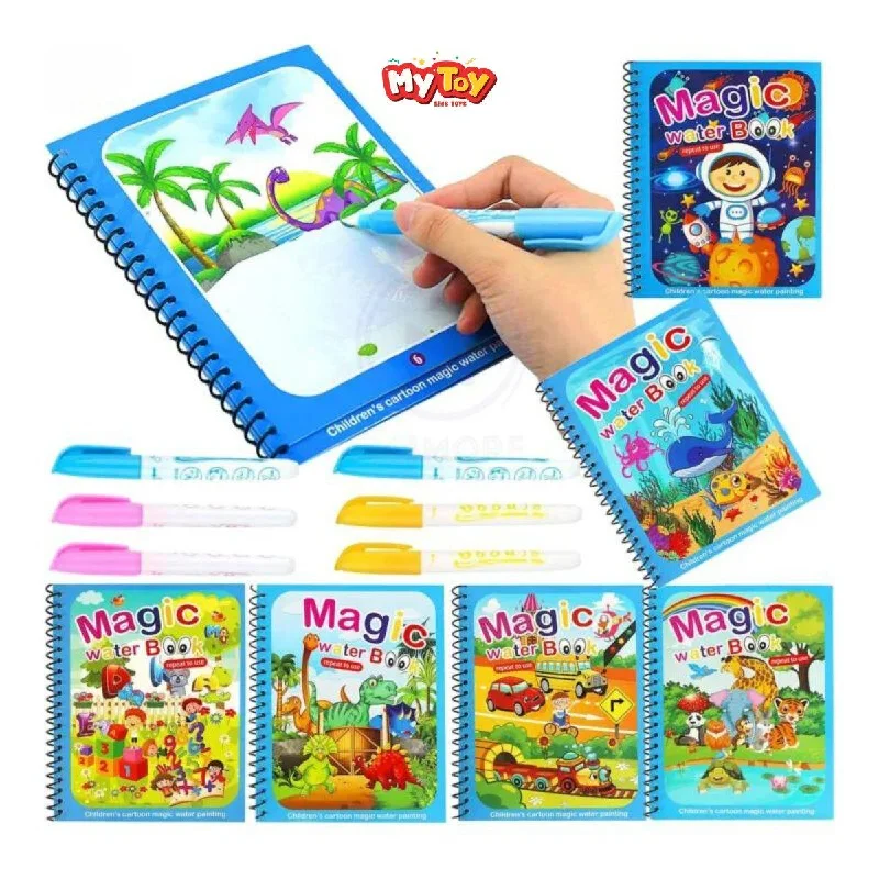 Interactive Books for brain games-Magic Water Book; Water Drawing Book, Magic book for kids to Learn and Develop Art Ability.