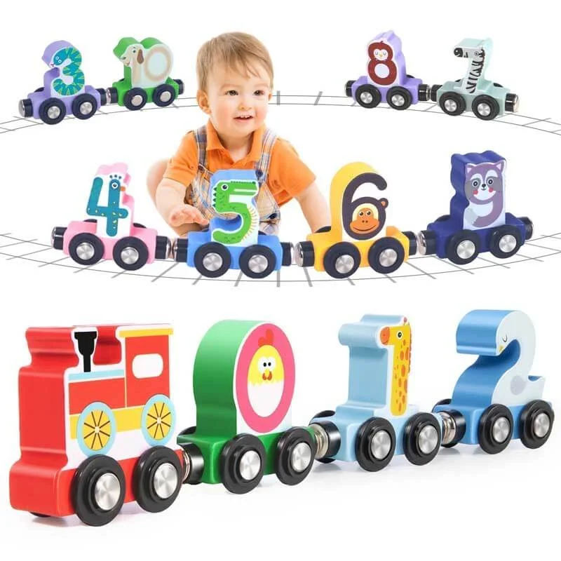 Digital Plaything for Easter games-Magnetic Wooden Number Train Set