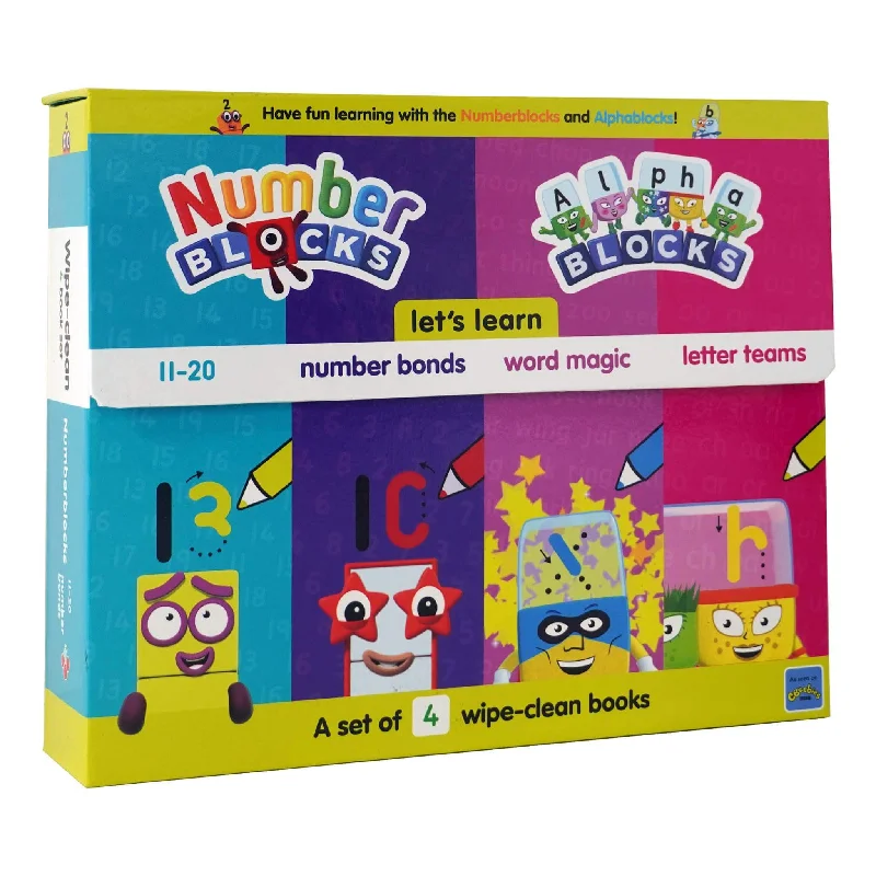 Digital Plaything for digital art-Numberblocks and Alphablocks: Let's Learn Numbers and Letters 4 Books Wipe-Clean Box Set with pens By Sweet Cherry Publishing - Ages 3-6 - Board Book