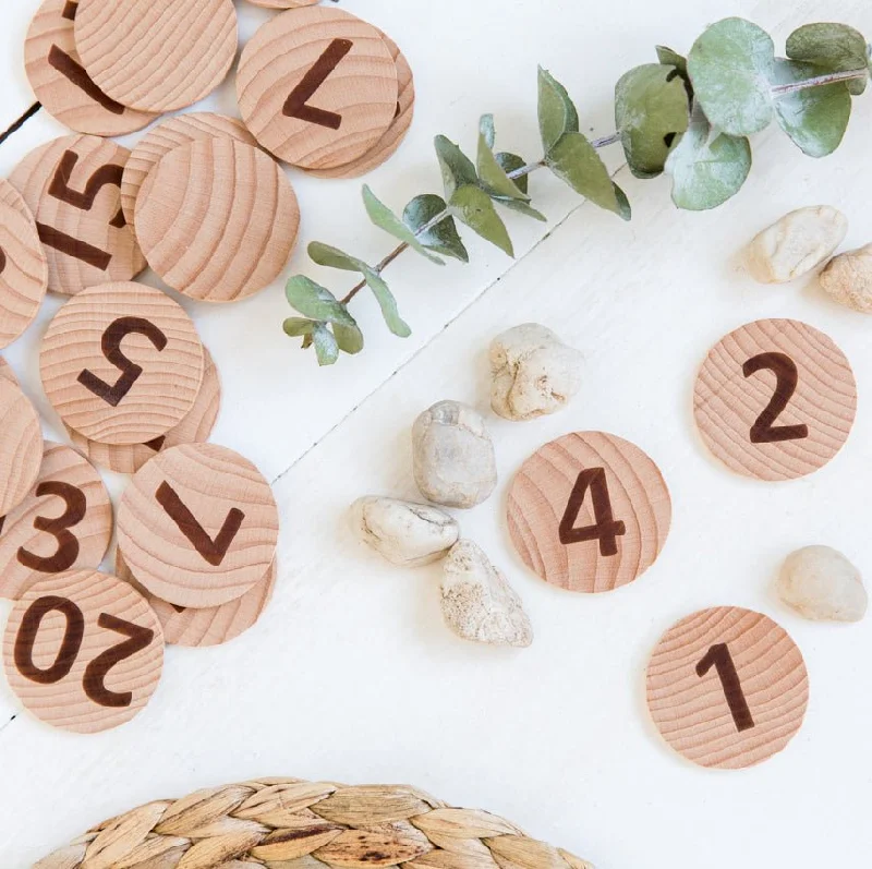 Digital Plaything for backyard fun-Numbers Wooden Matching Pairs Natural