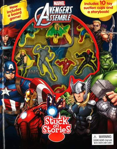 Interactive Books for seasonal stories-Phidal The Avengers Activity Book Stuck on Stories - Multicolour