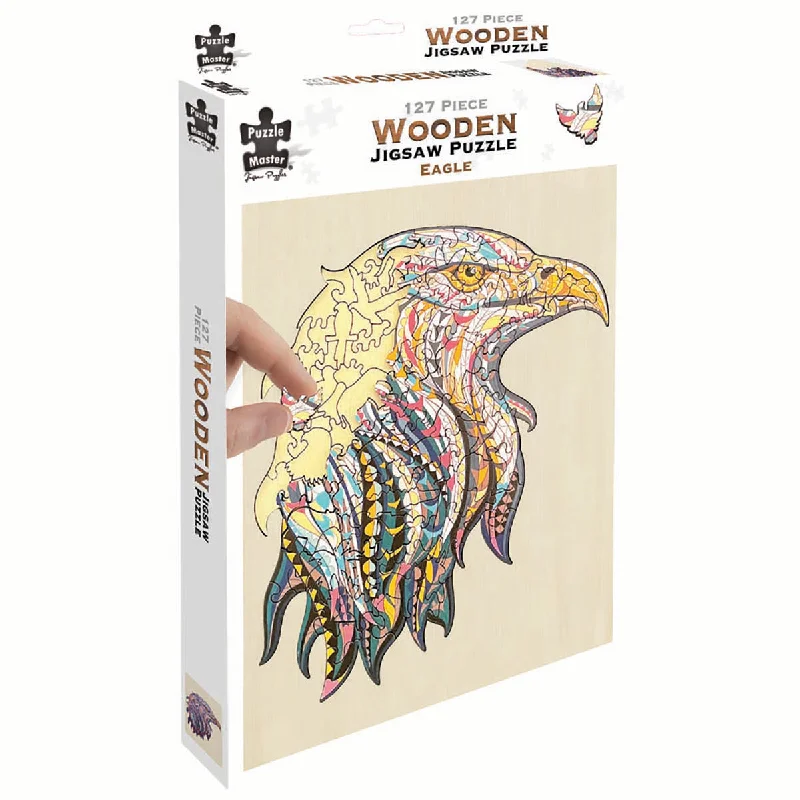 Wooden Puzzle for season shifts-Puzzle Master Wooden Jigsaw Puzzle, Eagle- 127pc