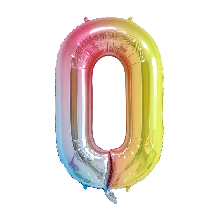 Digital Plaything for seasonal fun-Rainbow Birthday Balloon | Number 0