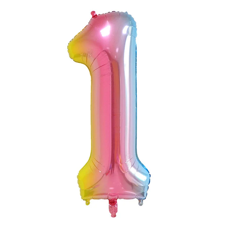 Digital Plaything for bird games-Rainbow Birthday Balloon | Number 1