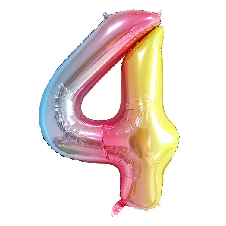 Digital Plaything for rainy days-Rainbow Birthday Balloon | Number 4