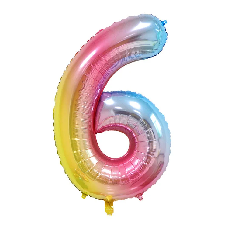 Digital Plaything for fall games-Rainbow Birthday Balloon | Number 6