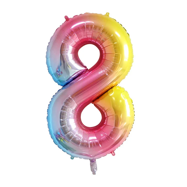 Digital Plaything for summer play-Rainbow Birthday Balloon | Number 8