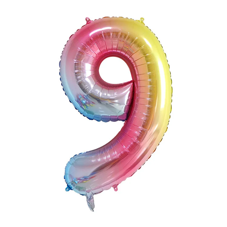 Digital Plaything for winter adventures-Rainbow Birthday Balloon | Number 9