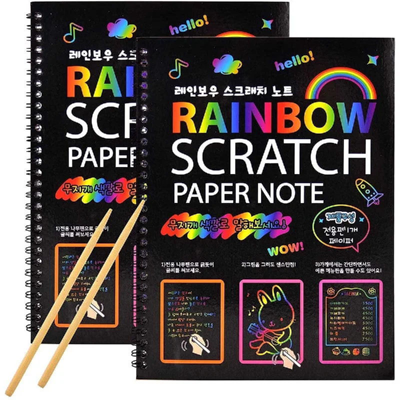 Interactive Books for seasonal stories-Rainbow Color Scratch Off Paper Art Book for Kids