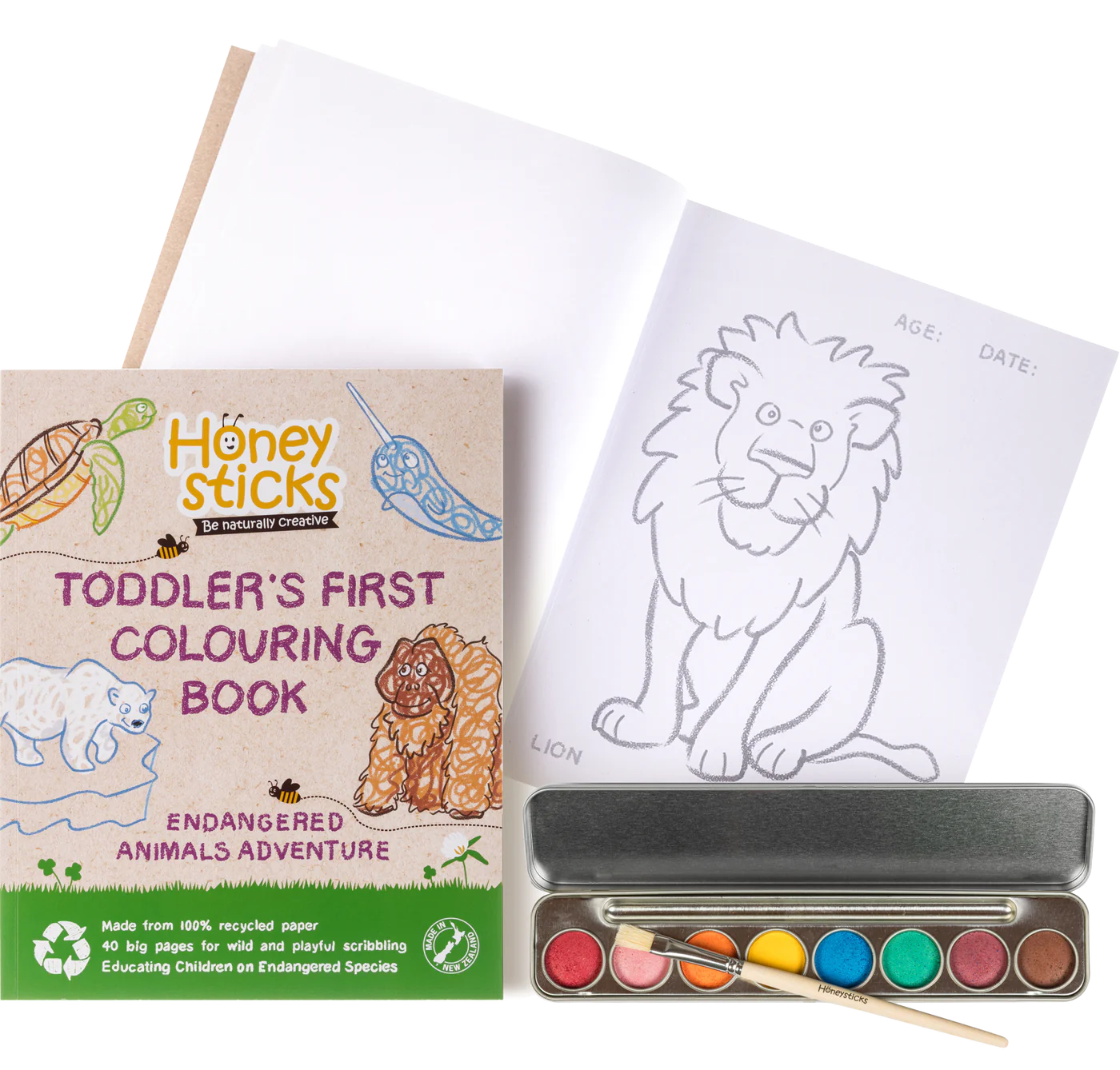 Interactive Books for digital screens-Toddlers First Colouring Book - Endangered Animals