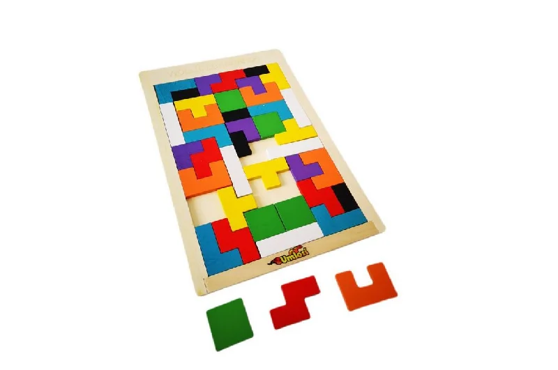 Wooden Puzzle for camp calm-Wooden Tangram Jigsaw Puzzle - 40 Piece