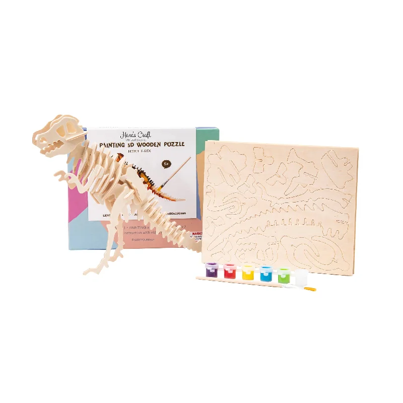 Digital Plaything for classroom apps-3D Wooden Puzzle with Paint Kit: T-Rex