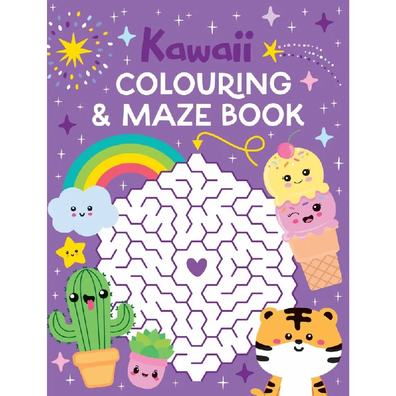 Interactive Books for indoor fun-Colouring & Maze Book - Kawaii